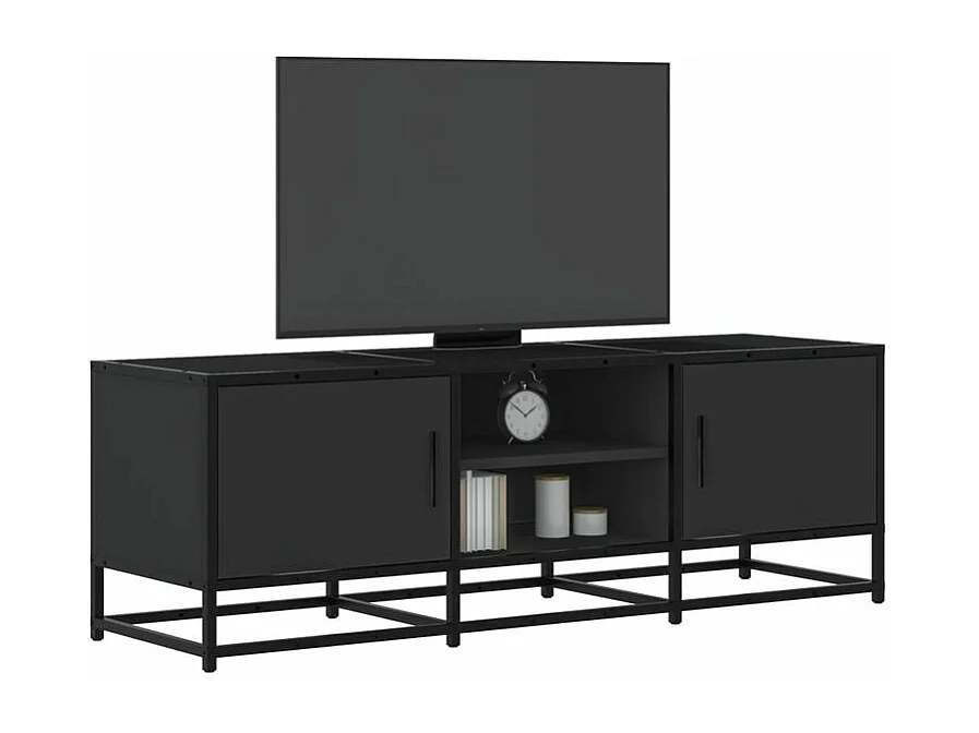 Meuble TV noir 120x35x41 bois d'ingénierie et métal