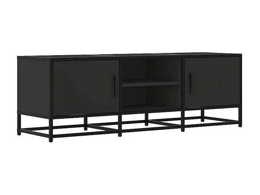 Meuble TV noir 120x35x41 bois d'ingénierie et métal