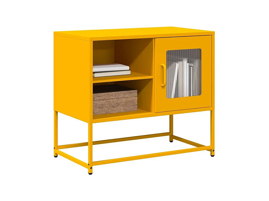 Meuble TV jaune moutarde 68x39x60,5 acier