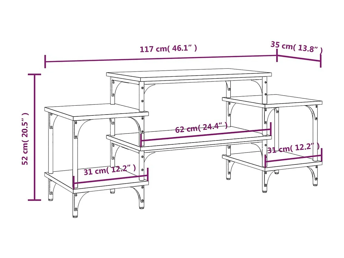Meuble TV Chêne fumé 117x35x52 Bois d'ingénierie