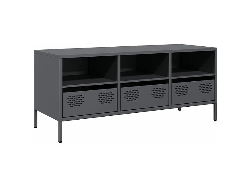 Meuble TV anthracite 101,5x39x43,5 acier laminé à froid