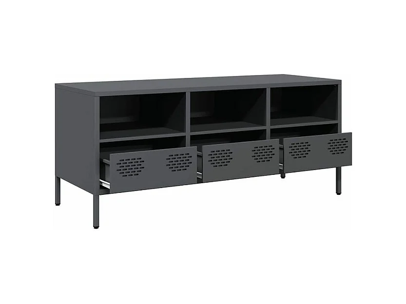 Meuble TV anthracite 101,5x39x43,5 acier laminé à froid