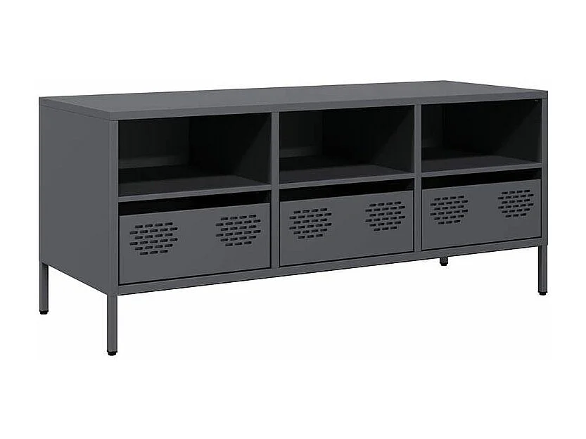 Meuble TV anthracite 101,5x39x43,5 acier laminé à froid