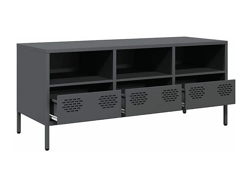 Meuble TV anthracite 101,5x39x43,5 acier laminé à froid