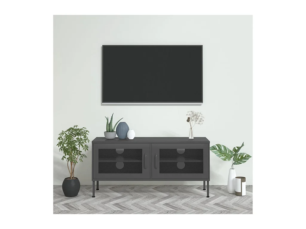 Meuble TV Anthracite 105x35x50 Acier 2
