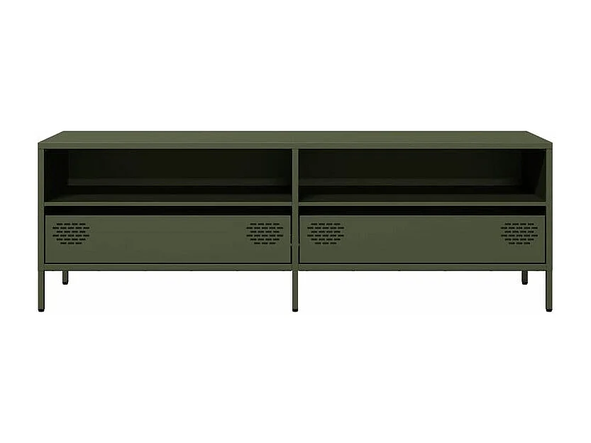 Meuble TV vert olive 135x39x43,5 acier laminé à froid