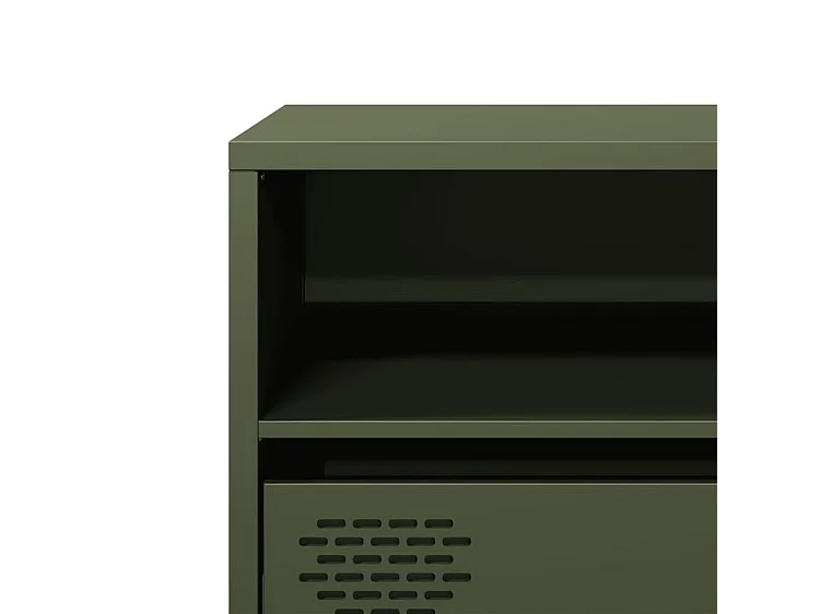 Meuble TV vert olive 135x39x43,5 acier laminé à froid