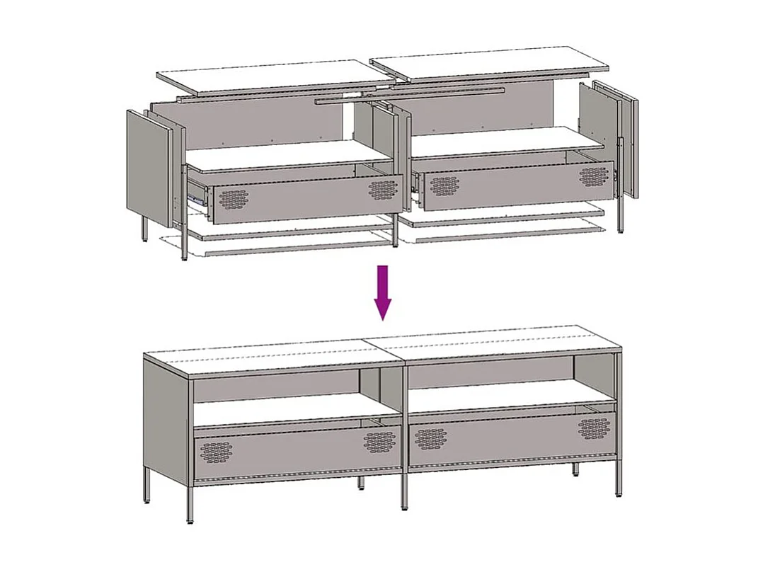 Meuble TV vert olive 135x39x43,5 acier laminé à froid