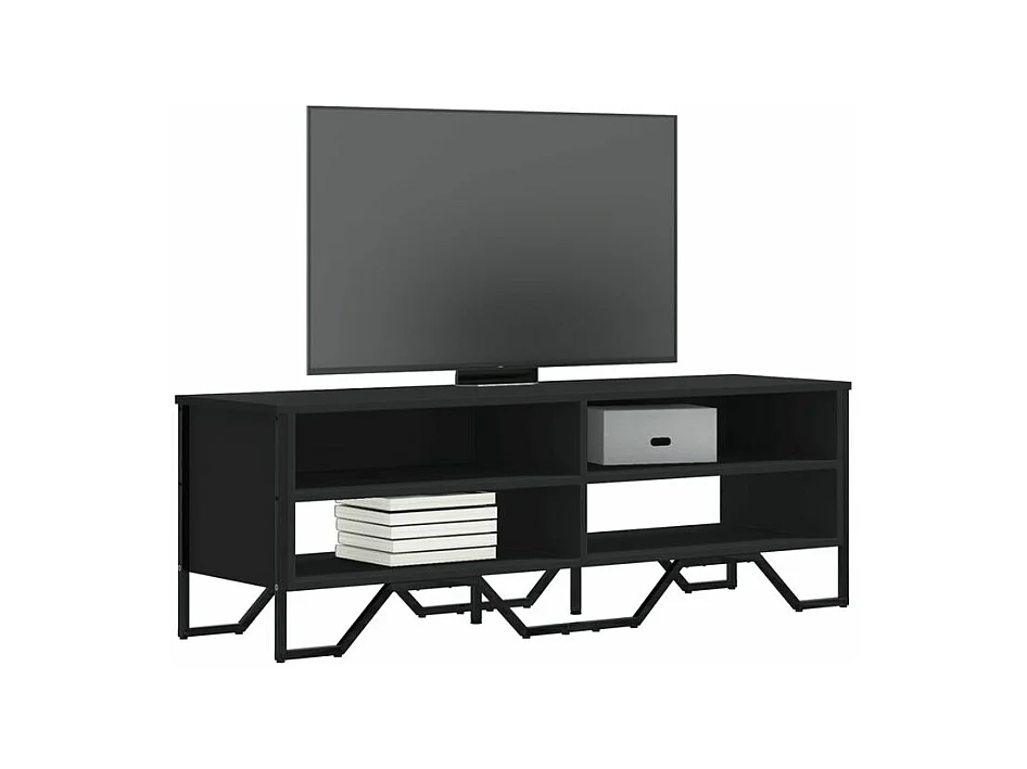 Meuble TV noir 122x34x41 bois d'ingénierie