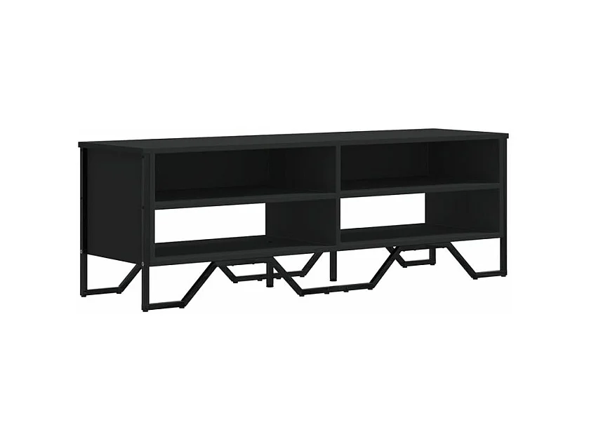 Meuble TV noir 122x34x41 bois d'ingénierie