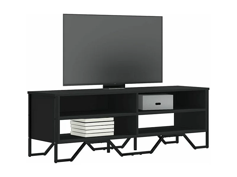Meuble TV noir 122x34x41 bois d'ingénierie