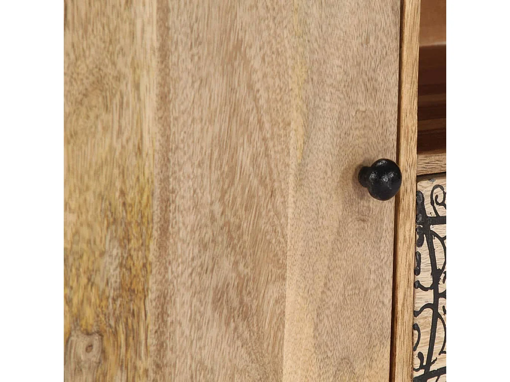 Meuble TV 2 portes 2 tiroirs manguier massif clair Walker