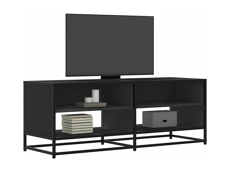 Meuble TV noir 120,5x40x46 bois d'ingénierie et métal