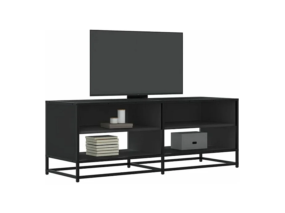 Meuble TV noir 120,5x40x46 bois d'ingénierie et métal