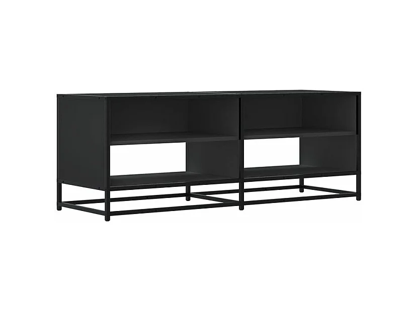 Meuble TV noir 120,5x40x46 bois d'ingénierie et métal