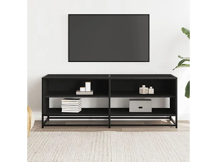 Meuble TV noir 120,5x40x46 bois d'ingénierie et métal