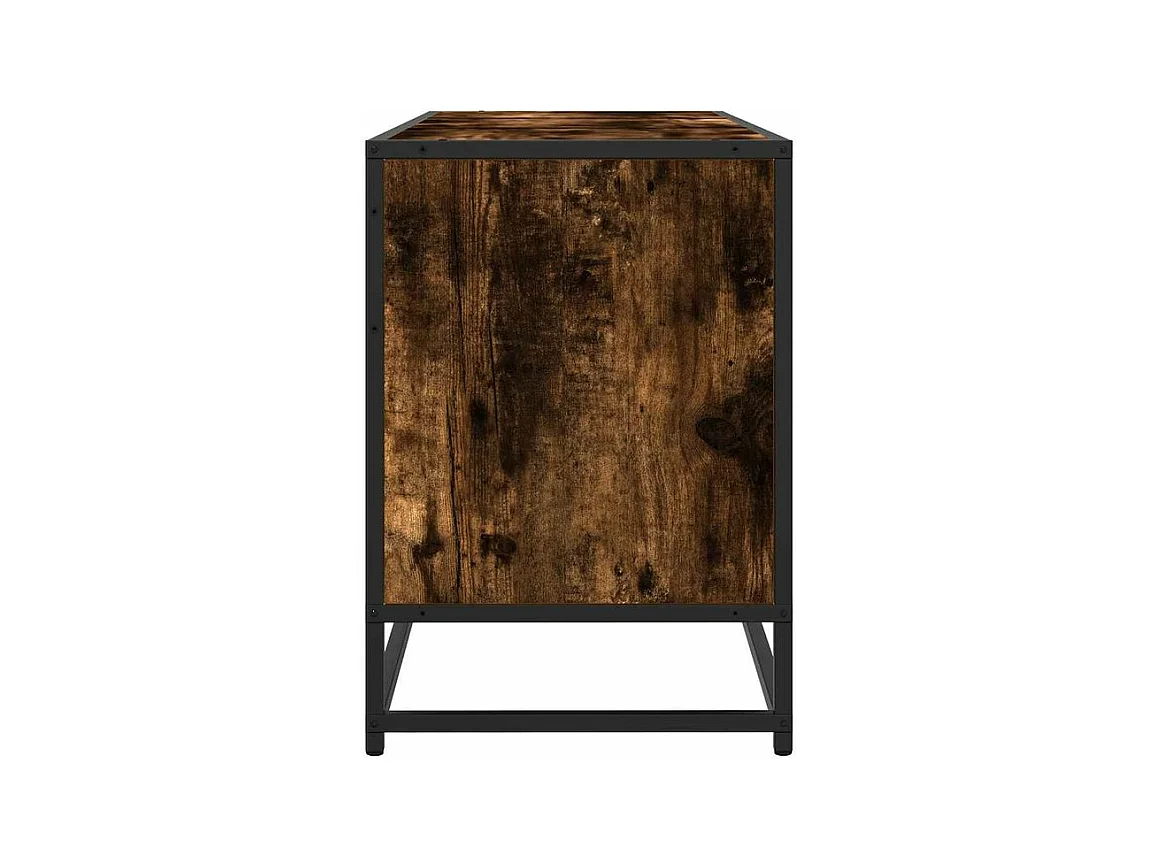 Meuble TV chêne fumé 150x35x41 bois d'ingénierie et métal