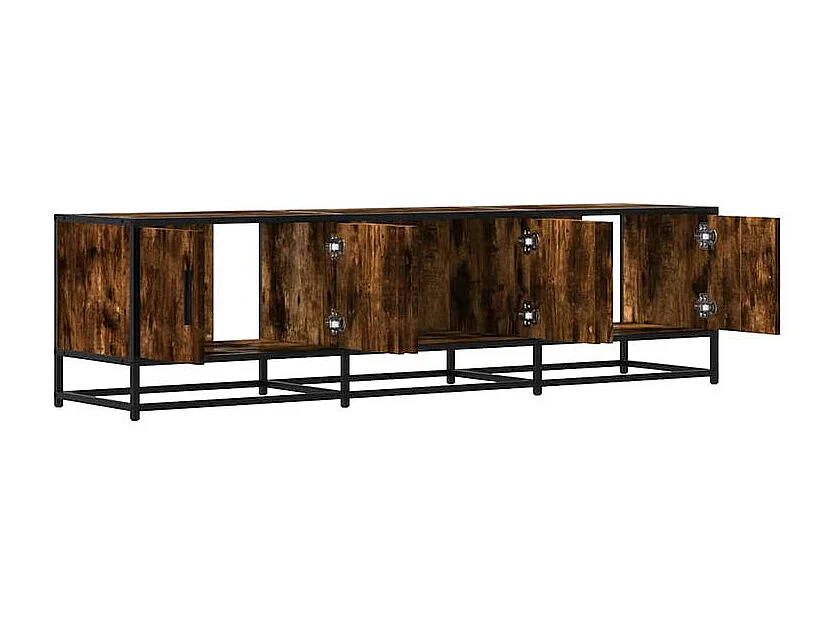 Meuble TV chêne fumé 150x35x41 bois d'ingénierie et métal
