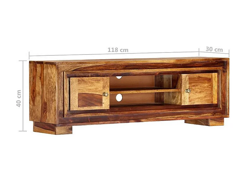 Meuble TV 2 portes sesham massif clair Vahina