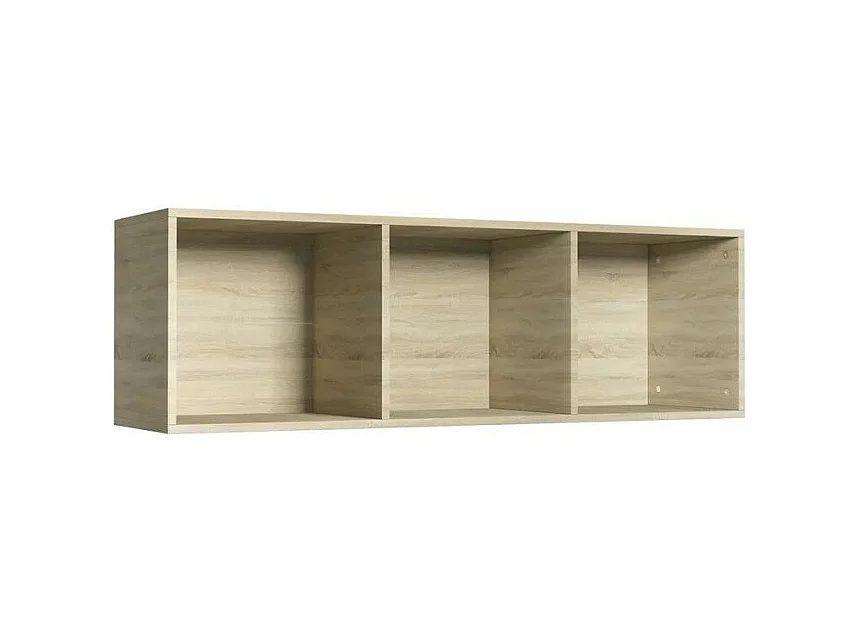 Meuble TV 3 niches bois chêne clair Membi 114cm