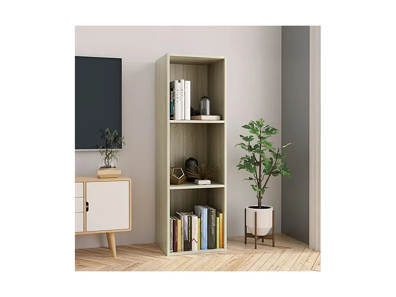 Meuble TV 3 niches bois chêne clair Membi 114cm