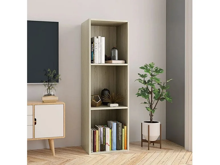 Meuble TV 3 niches bois chêne clair Membi 114cm