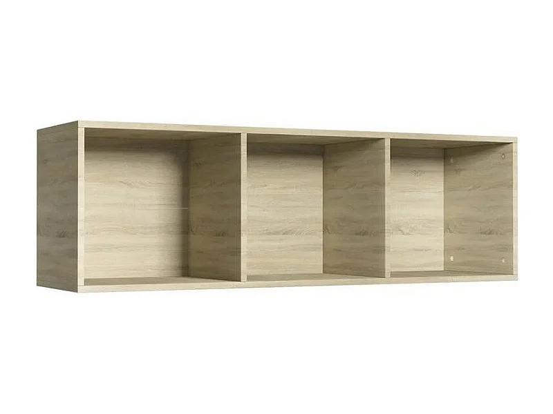 Meuble TV 3 niches bois chêne clair Membi 114cm