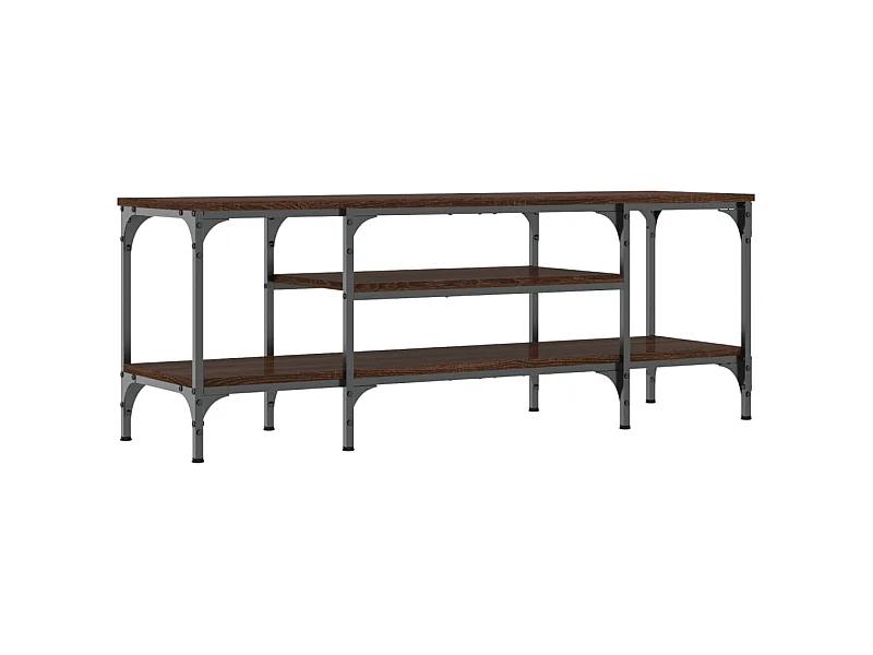 Meuble TV chêne marron 121x35x45 bois d'ingénierie et fer