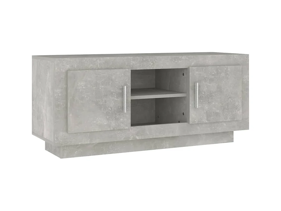 Meuble TV gris béton 102x35x45 bois d'ingénierie