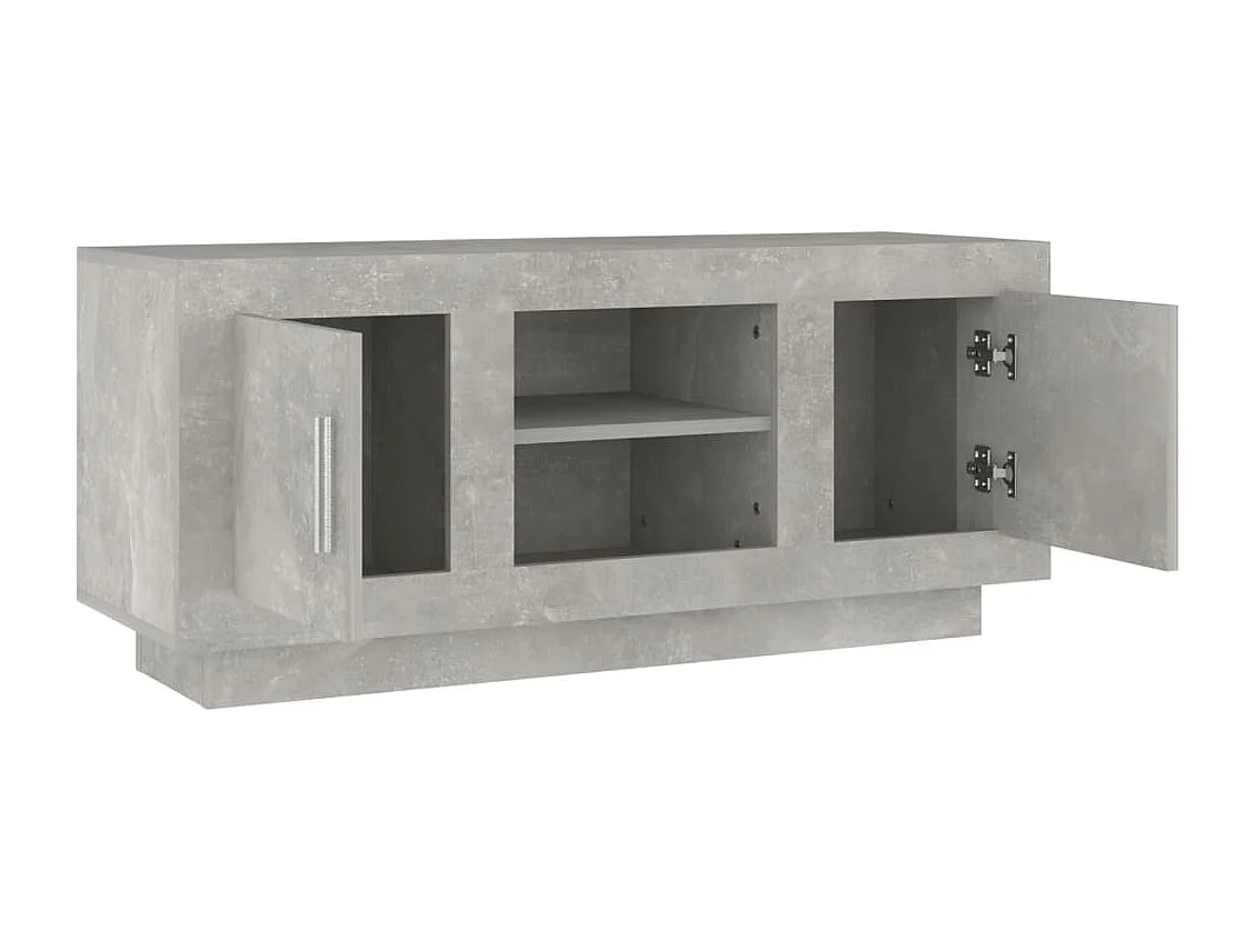 Meuble TV gris béton 102x35x45 bois d'ingénierie