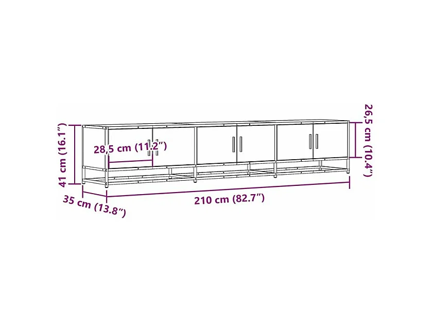 Meuble TV chêne sonoma 210x35x41 bois d'ingénierie