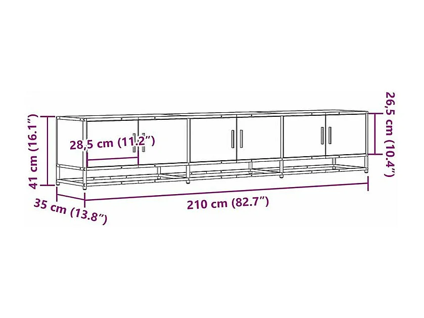 Meuble TV chêne sonoma 210x35x41 bois d'ingénierie