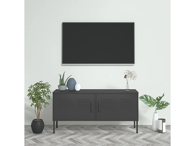 Meuble TV Anthracite 105x35x50 Acier