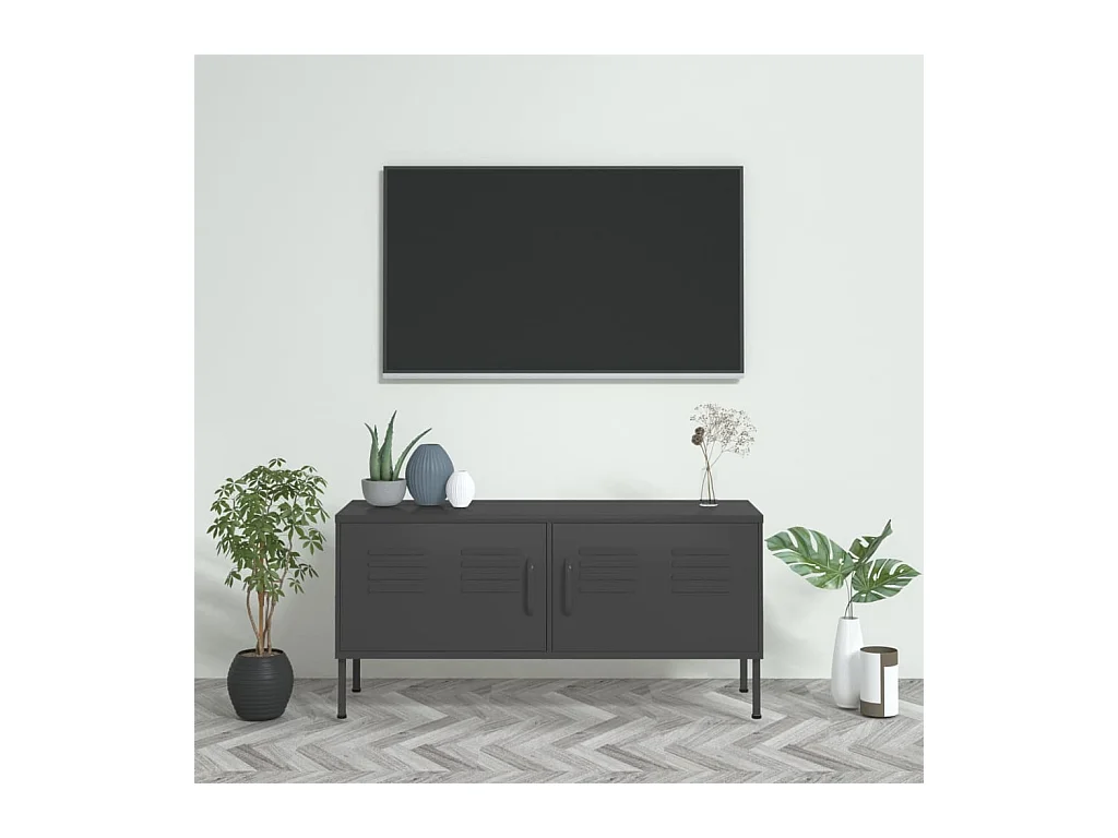 Meuble TV Anthracite 105x35x50 Acier