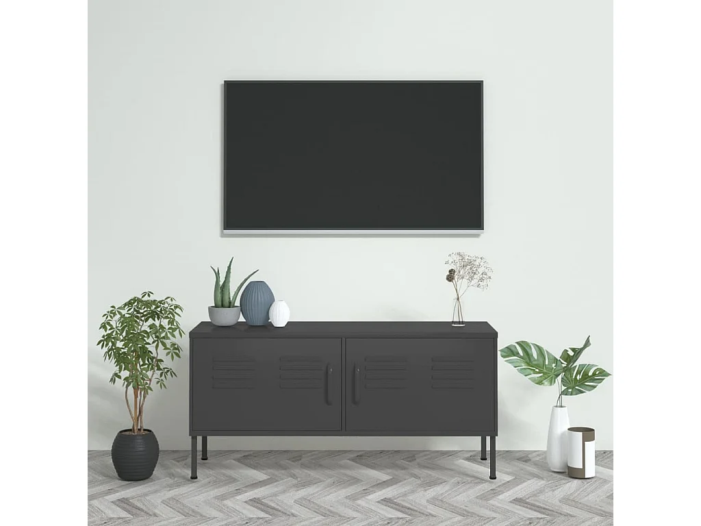 Meuble TV Anthracite 105x35x50 Acier