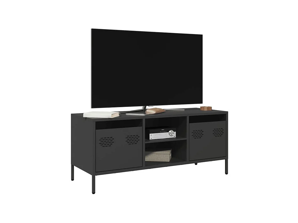 Meuble TV noir 101,5x39x43,5 acier laminé à froid