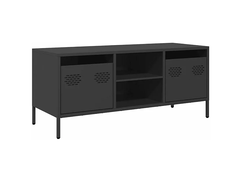 Meuble TV noir 101,5x39x43,5 acier laminé à froid