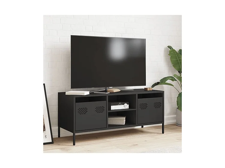 Meuble TV noir 101,5x39x43,5 acier laminé à froid