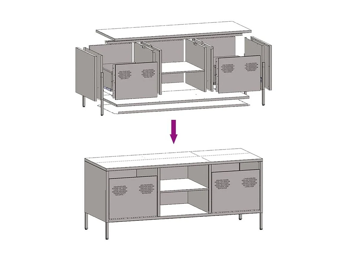 Meuble TV noir 101,5x39x43,5 acier laminé à froid