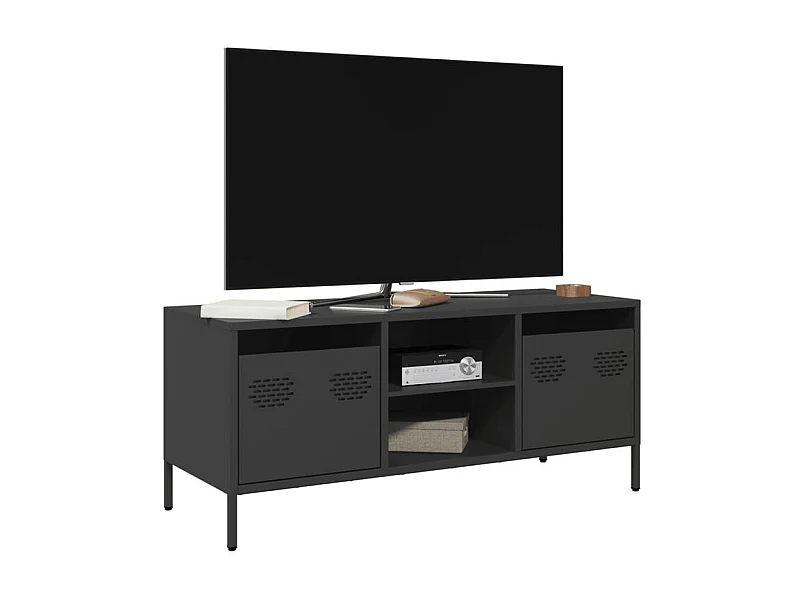 Meuble TV noir 101,5x39x43,5 acier laminé à froid