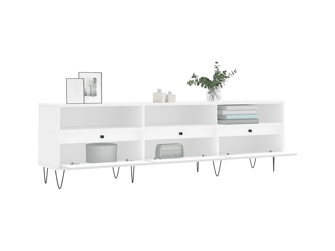 Meuble TV blanc 150x30x44,5 bois d'ingénierie