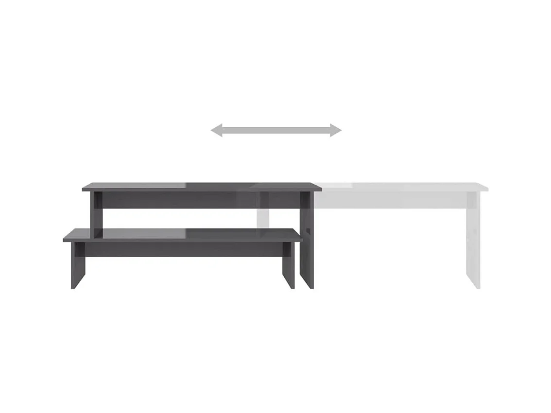 Meuble TV Gris brillant 180x30x43