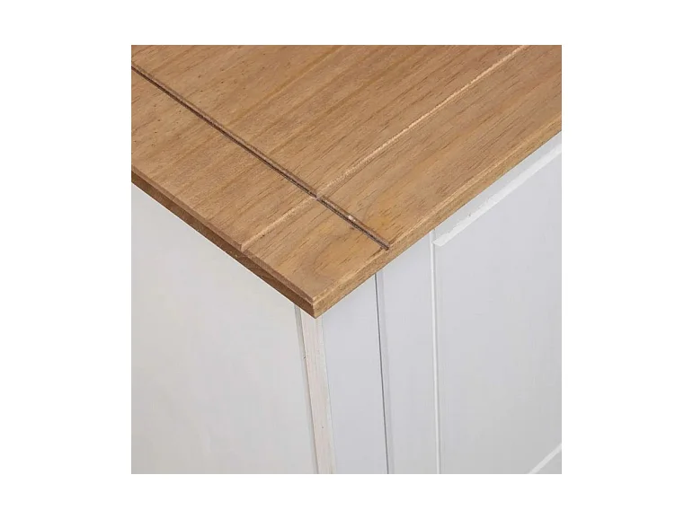 Meuble TV 2 portes en bois de pin massif Autika 120cm – Élégance rustique et polyvalence-Couleur Blanc