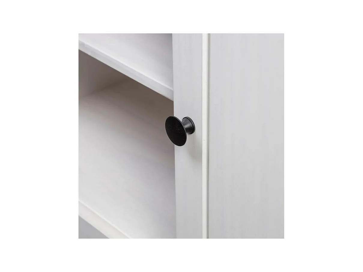 Meuble TV 2 portes en bois de pin massif Autika 120cm – Élégance rustique et polyvalence-Couleur Blanc