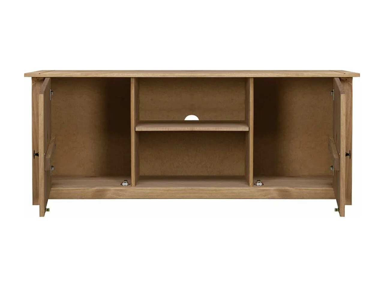 Meuble TV 2 portes en bois de pin massif Autika 120cm – Élégance rustique et polyvalence-Couleur Blanc