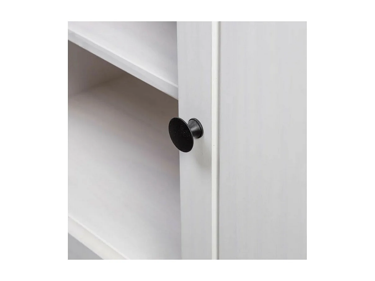 Meuble TV 2 portes en bois de pin massif Autika 120cm – Élégance rustique et polyvalence-Couleur Blanc