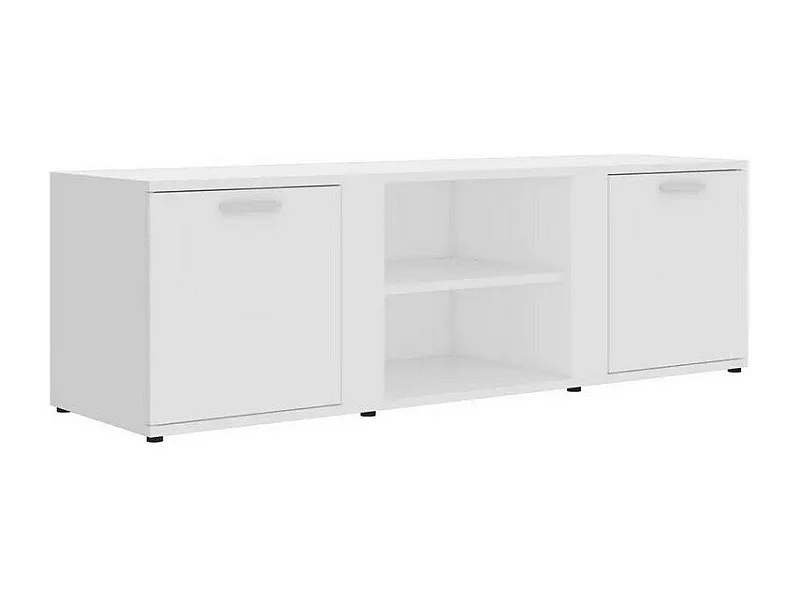 Meuble TV 2 portes 2 niches bois blanc Syllo 120cm