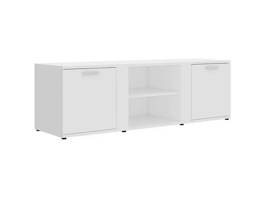 Meuble TV 2 portes 2 niches bois blanc Syllo 120cm