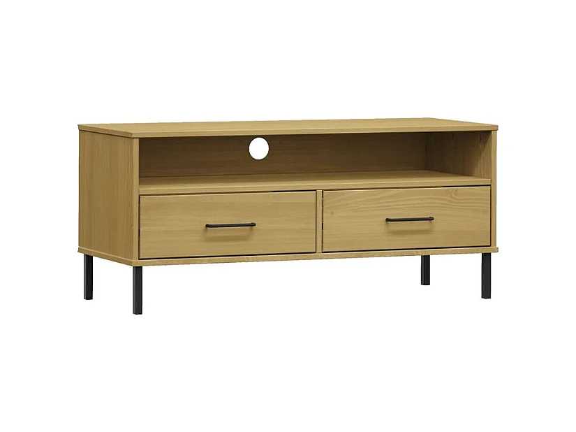 Meuble TV avec pieds en métal Marron Bois de pin massif OSLO