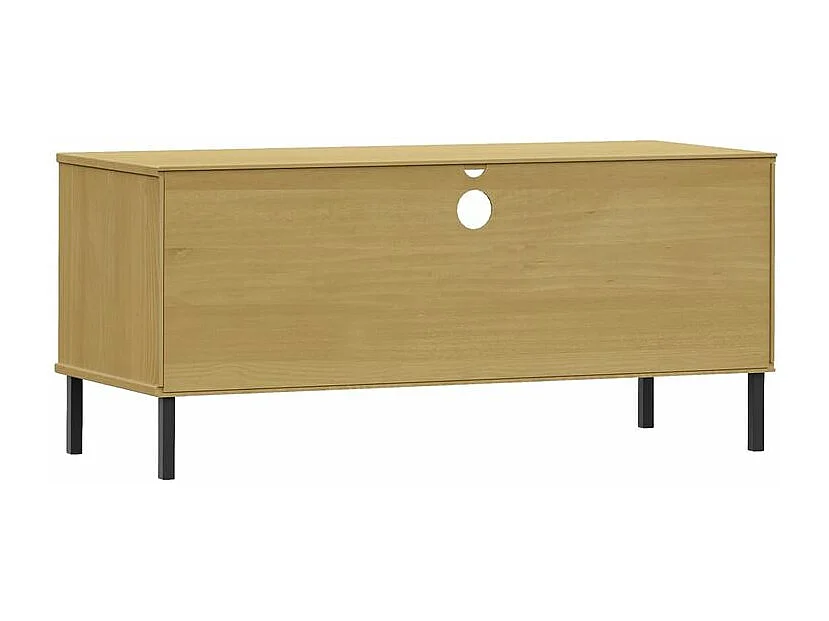 Meuble TV avec pieds en métal Marron Bois de pin massif OSLO